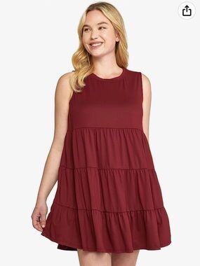 entro Burgundy Tiered Sleeveless Mini Dress